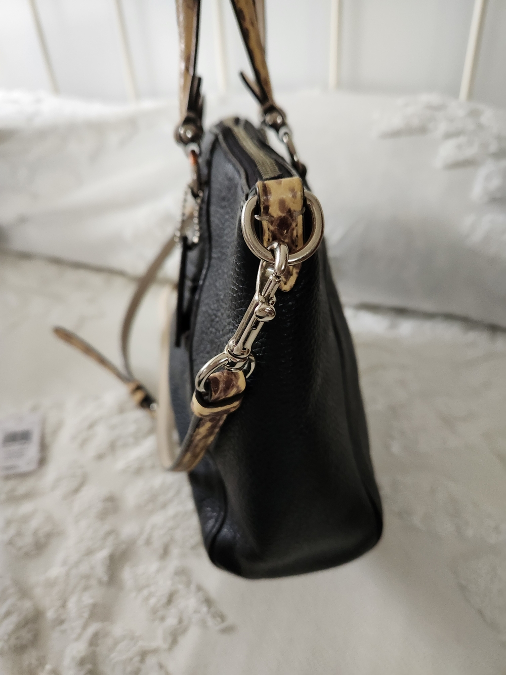 COACH Black Leather Satchel with Contrasting Tan Handles J1957-F88561 Orig Tags - Picture 6 of 11